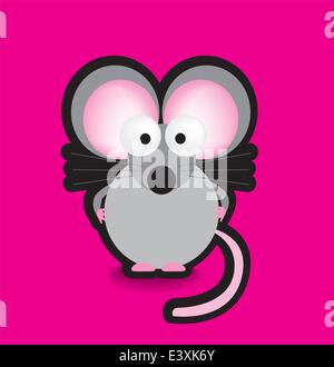 Funky illustrazione vettoriale di un topo con un chunky contorno nero Illustrazione Vettoriale