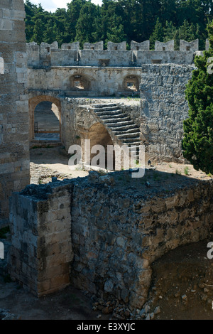 Griechenland, Rhodos-Stadt, Altstadt, Blick auf die Stadtmauer Foto Stock