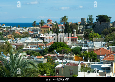 Griechenland, Rhodos-Stadt, Altstadt, Blick beim Mauerrundgang über die Stadt Foto Stock