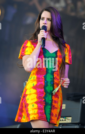 Pilton, UK, 28/06/2014 : spettacoli al festival di Glastonbury . Lana Del Rey gioca. Persona nella foto: Lana Del Rey, Elizabeth Woolridge Grant. Foto di Julie Edwards Foto Stock