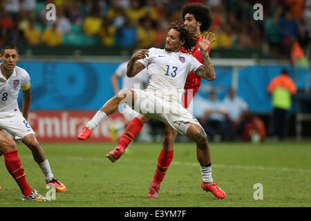 Salvador, Brasile. Il 1 luglio 2014. Calcio: brasil World Cup 2014 round di 16 match Usa vs Belgio Coppa del Mondo di calcio Brasile 2014: Jones (USA) (foto: Marco Iacobucci/Alamy Live News) Foto Stock