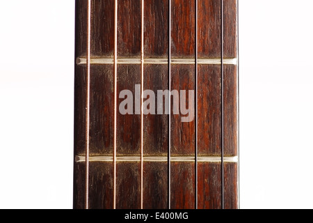 Dettaglio del colore con il fret board di una chitarra. Foto Stock