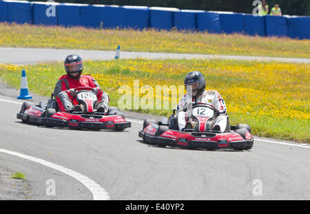 Strictly Come Dancing di Brendan Cole prendendo parte a Go-Karting al Mercedes-Benz World presso il famoso circuito di Brooklands nel Surrey, la raccolta di fondi per l'Henry Surtees Foundation. Brooklands 01.07.2014 Theodore Liasi/Alamy Live News Foto Stock