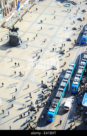 Vista dall'alto di Ban Jelacic Square a Zagabria , Croazia Foto Stock