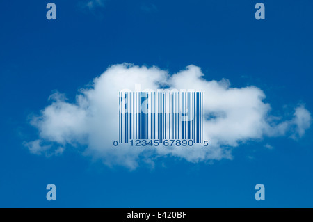 Il codice a barre su cloud (universal codice prodotto UPC-A) Foto Stock