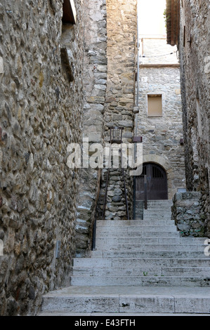 Padrone Abramo Des Castlar street, quartiere ebraico, Besalu. La Garrotxa. provincia di Girona. La Catalogna. Spagna. Foto Stock