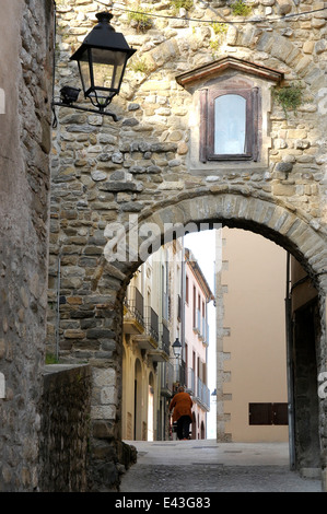 Padrone Abramo Des Castlar street, quartiere ebraico, Besalu. La Garrotxa. provincia di Girona. La Catalogna. Spagna. Foto Stock