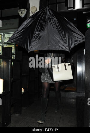 Pippa Middleton e Nico Jackson lasciando Bo Lang in Chelsea. Come Pippa entra in una vettura che mette la sua testa con le mani nel tentativo di nascondere la sua faccia da fotografi in attesa al di fuori. Dotato di: Pippa Middleton dove: Londra, Regno Unito quando: 22 gen Foto Stock