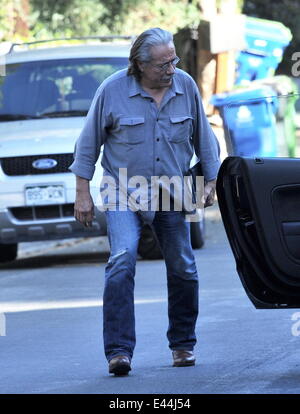 Attore Edward James Olmos spotted house caccia accanto all'attrice Anne Hathaway's house di Hollywood Hills ca. Dotato di: Edward James Olmos dove: Hollywood, California, Stati Uniti quando: 29 Gen 2014 Foto Stock