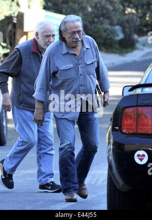 Attore Edward James Olmos spotted house caccia accanto all'attrice Anne Hathaway's house di Hollywood Hills ca. Dotato di: Edward James Olmos dove: Hollywood, California, Stati Uniti quando: 29 Gen 2014 Foto Stock