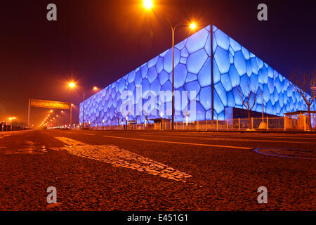 La Beijing National Aquatics Centre, anche acqua Cube, Pechino, Cina Foto Stock