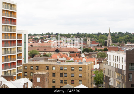 Ipswich vista aerea per centro città da Stoke Quay. Foto Stock