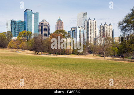 Midtown Skyline da Piedmont Park, Atlanta, Georgia, Stati Uniti d'America Foto Stock