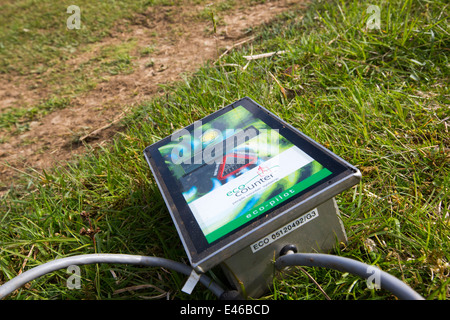 Un eco contatore essendo utilizzato per contare il numero di persone su un percorso in una riserva naturale in Yorkshire Dales, UK. Foto Stock