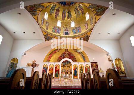 Murale a Santa Barbara Chiesa greco-ortodossa di Santa Barbara, nel maggio 2014. Foto Stock