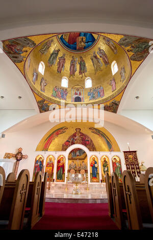 Murale a Santa Barbara Chiesa greco-ortodossa di Santa Barbara, nel maggio 2014. Foto Stock