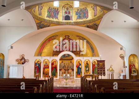 Murale a Santa Barbara Chiesa greco-ortodossa di Santa Barbara, nel maggio 2014. Foto Stock