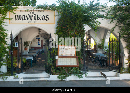 Griechenland, Rodi, Lindos Feinschmeckerlokal Mavrikos Foto Stock