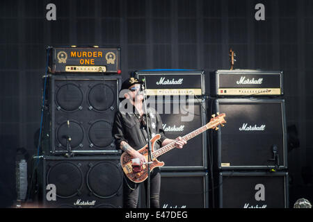 Londra, Regno Unito. 04 Luglio, 2014. Motorhead riprodurre il palco principale al Barclaycard British Summer Time festival nell'Hyde Park di Londra Credito: Guy Corbishley/Alamy Live News Foto Stock