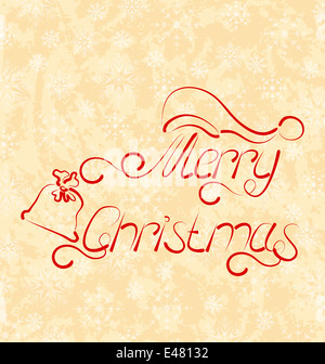 Illustrazione Di Natale calligrafico scritte, tessitura a fiocchi di neve Foto Stock