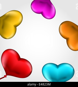 Illustrazione colorata cuori palloncini Foto Stock