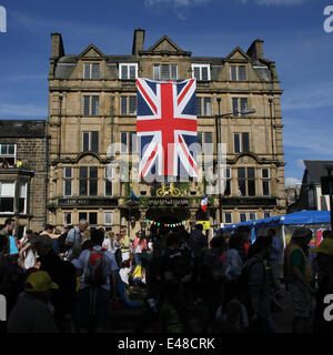 Ripon, Regno Unito. 05 Luglio, 2014. Le Grand partono. Tour de France. Harrogate visualizza l'Unione Jack a sostegno dell'arrivo del tour per la città e il Regno Unito. Credit: Azione Plus immagini di sport/Alamy Live News Foto Stock