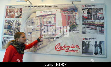 Benvenuti in Repubblica ceca - Cesky Budejovice (Budweiser Budvar) brewery foto di Sean Sprague Foto Stock