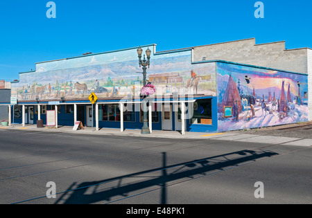 Washington, Toppenish, centro storico murale a parete Foto Stock