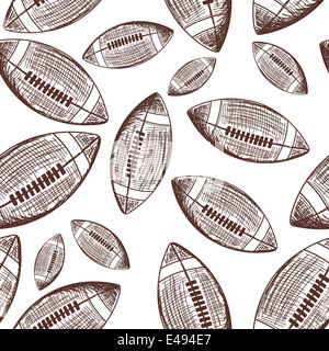Il football americano seamless pattern in stile sketch. Illustrazione Vettoriale. Foto Stock