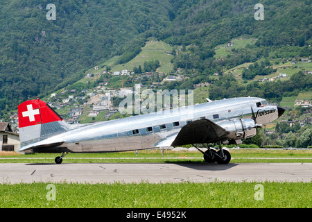 Svizzera Canton Ticino, Locarno, Airshow di cielo aperto, Swissair Foto Stock