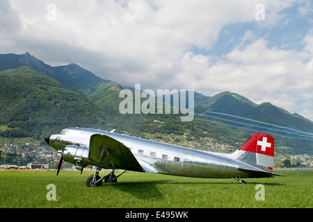 Svizzera Canton Ticino, Locarno, Airshow di cielo aperto, Swissair Foto Stock