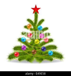 Illustrazione vettoriale di albero di Natale decorato. Copia rasterizzata Foto Stock