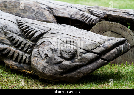 Antico dio totemiche dall'azteco prehispanic culture in rive di Xochimilco Foto Stock