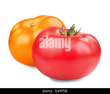 Close up rosso giallo pomodori Foto Stock