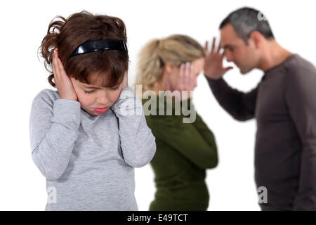 Figlia stava discutendo con i genitori Foto Stock
