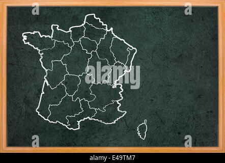 Mappa Francia disegnare sulla lavagna rétro Foto Stock