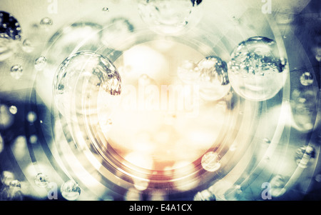Abstract blue foto sfondo con bolle nella sfera di vetro Foto Stock