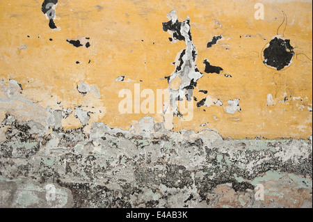Old Dirty texture, giallo sullo sfondo della parete Foto Stock
