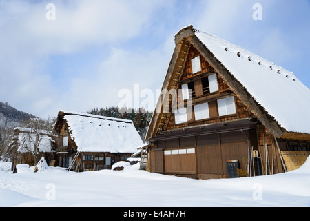 Villaggi storici di Shirakawa-go in inverno Foto Stock