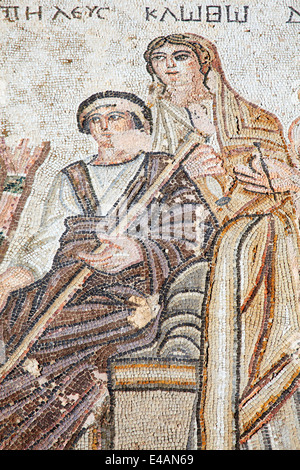 Re Peleus dal IV secolo mosaico romano del primo bagno di Archilles presso la Villa di Teseo, Paphos Foto Stock