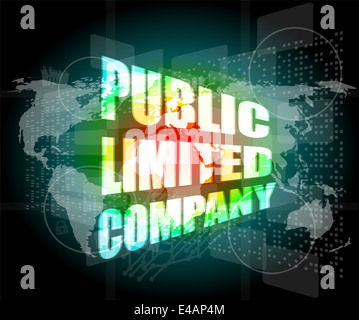 Public limited company su schermo tattile digitale Foto Stock