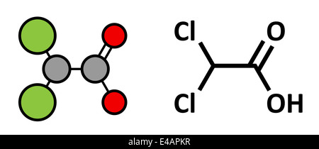 Acido dicloroacetico (DCA). Sali dicloroacetato di inibire l'enzima piruvato deidrogenasi chinasi. Foto Stock