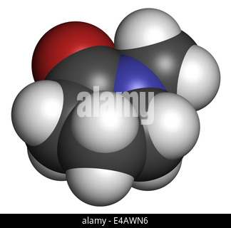 N-metil-pirrolidone (NMP) chimica molecola di solvente. Gli atomi sono rappresentati come sfere convenzionale con codifica a colori Foto Stock