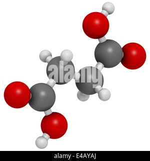 Acido succinico (acido butandioico, spirito di ambra molecola). Intermedio del ciclo dell'acido citrico. Foto Stock