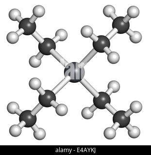 Tetraethyllead benzina octane booster molecola. Organolead neurotossici composto. Foto Stock