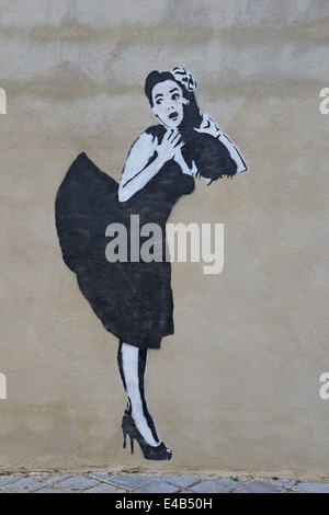 "Banksy' murale sulla parete, Altea, Costa Blanca, Alicante provincia, il Regno di Spagna Foto Stock
