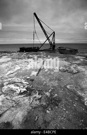 Moody mattina a Portland Bill in Dorset, England Regno Unito Foto Stock