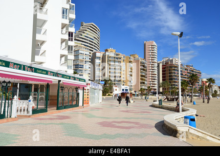 Lungomare spiaggia, Playa del Arenal-Bol, Calpe (CALP), Costa Blanca, Alicante provincia, il Regno di Spagna Foto Stock