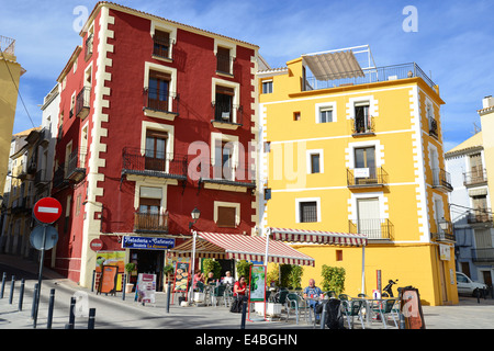 Ristorante sul mare, Villajoyosa (La Vila Joiosa), Costa Blanca, Alicante provincia, il Regno di Spagna Foto Stock