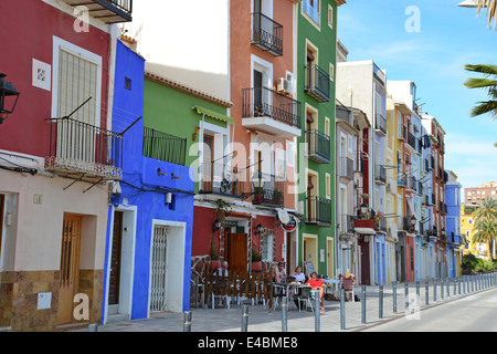 Case colorate, Villajoyosa (La Vila Joiosa), Costa Blanca, Alicante provincia, il Regno di Spagna Foto Stock